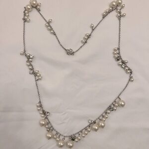 Silver Tone Beaded Chain 16 Inches